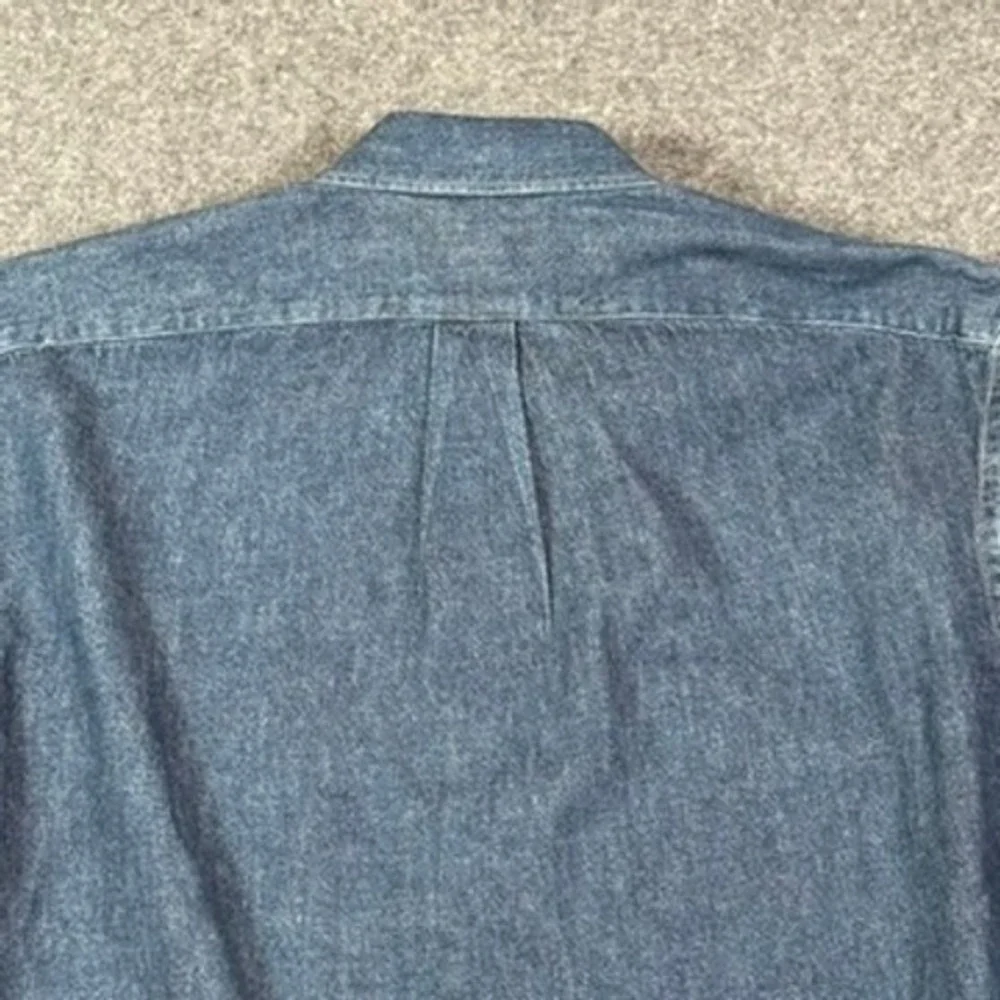 Banana Republic Mens L Standard Fit Denim Shirt Blue‎ Cotton Hemp Long Sleeve